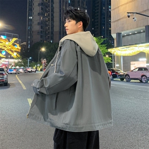 2025春款假两件夹克男工装青少年户外宽松外套情侣外套JK0195-P90图片