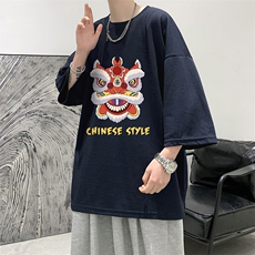 Q11185-P30春夏季七分袖t恤男大码五分袖男短袖中袖大皂风，男装T恤，电商A040