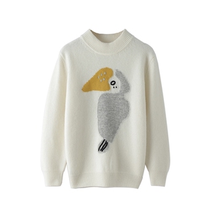 2025年秋季新款百搭儿童巨嘴鸟提花长袖圆领羊毛衫，童装儿童羊毛衫，魁星羊绒