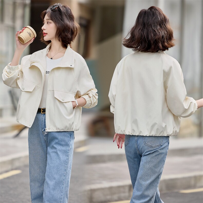 小个子早春短外套女新款2025时髦立领休闲超好看简约百搭棒球服潮,女装短外套,悦祺