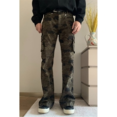 美式vibe高街迷彩多口袋修身工装裤嘻哈微喇裤男女K83096-P53网图，男装工装外套，电商B245