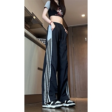 现货夏季速干情侣撞色拼接条纹休闲裤女运动长裤男K650-P45控68，男装休闲裤，星座205-5