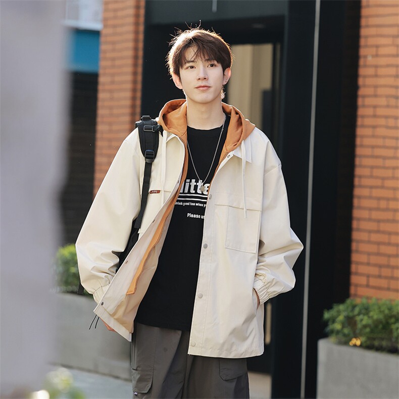 XZ214-8JK9968P85港风连帽假两件宽松百搭夹克外套,男装夹克,星座1204-3