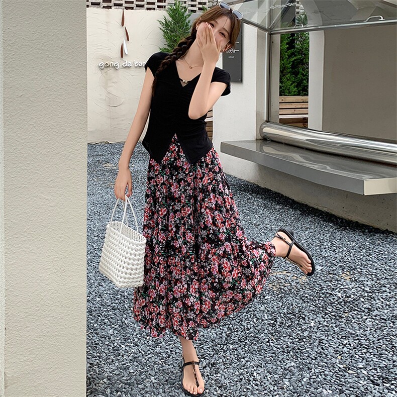 2024夏季新款休闲淑女优雅两件套连衣裙，女装连衣裙，超帛