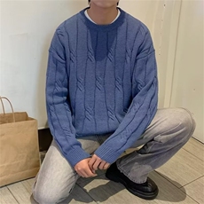 秋冬新款麻花圆领毛衣男韩版潮流针织衫宽松休闲毛线衣男装Y1819，男装针织衫/毛衣，星座506