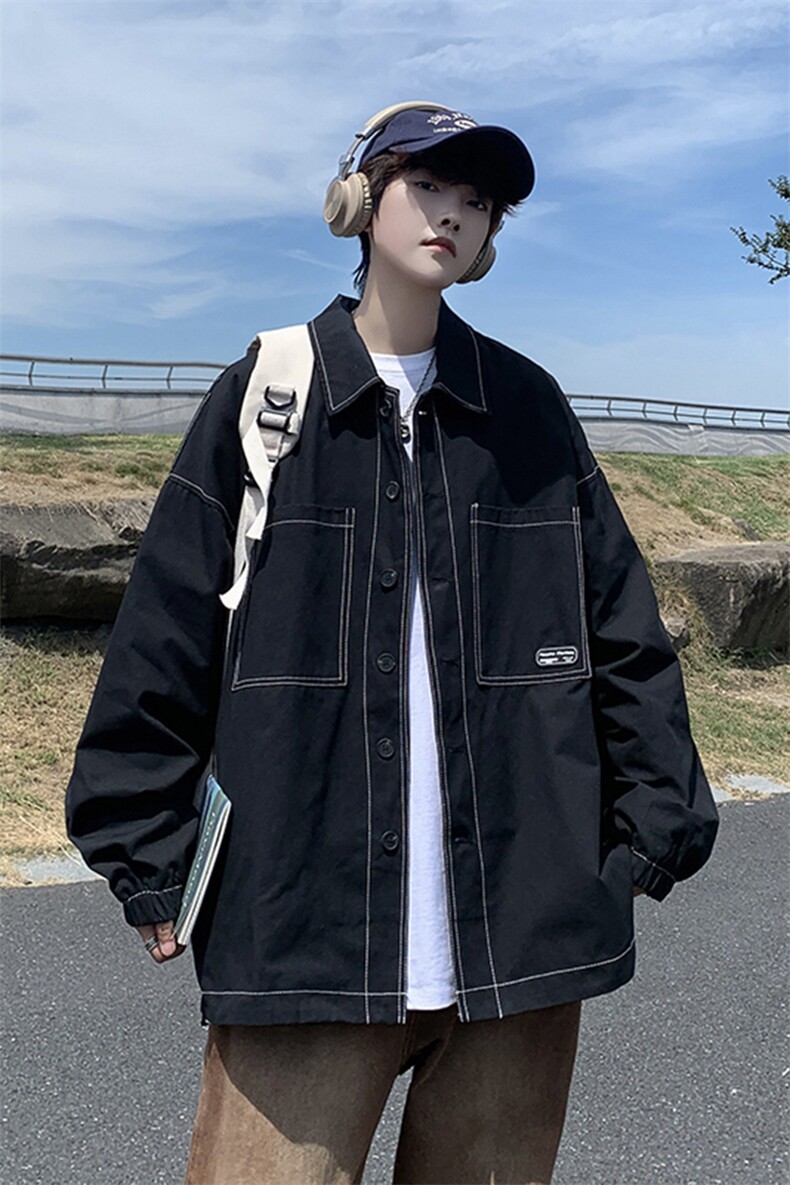 XZ213-JK21-P75控88港风大码日系cityboy高级感翻领工装衬衫夹克,男装夹克,星座213