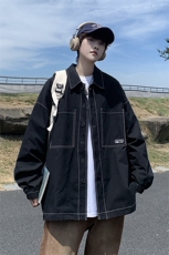 XZ213-JK21-P75控88港风大码日系cityboy高级感翻领工装衬衫夹克，男装夹克，星座213