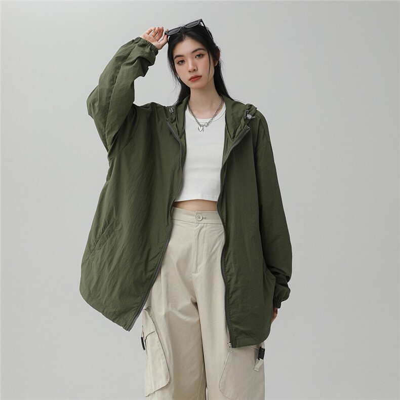 2025夏季新款纯色连帽宽松情侣防晒衣F169/P69，女装防晒衣，星座202-3