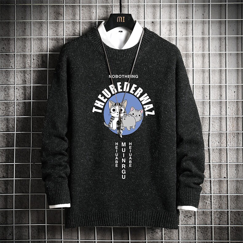 M19160-P45 加绒款-P65 加厚加绒毛衣男大码毛线衣男针织衫 网格图片