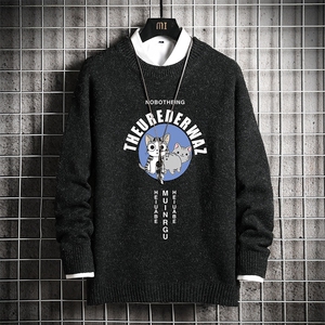 M19160-P45 加绒款-P65 加厚加绒毛衣男大码毛线衣男针织衫 网格图片