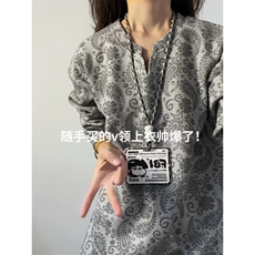 XZ809A/CX606/特P24/控48印花美式V领长袖打底衫卫衣，男装T恤，星座809A(原222-1)
