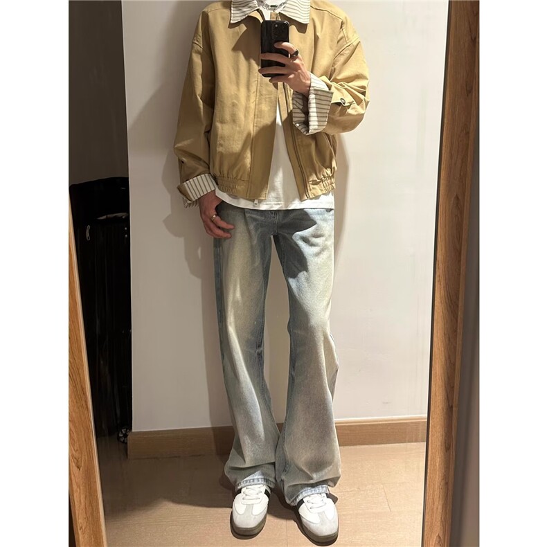 工装外套男士秋冬新款翻领拼接假两件夹克时尚休闲痞帅设计感上衣,男装夹克,星座506A