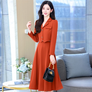 职业套装女高级感2024春秋新款时尚气质女神范小西装连衣裙两件套图片