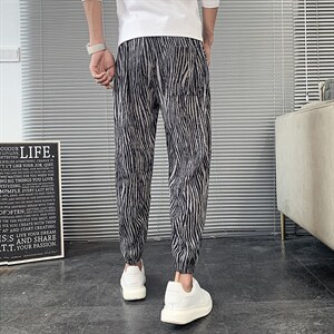 2025秋冬新款丝绒褶皱休闲裤男韩版潮流斑马纹裤子A327-L701-P55，男装休闲裤，电商A327