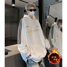 抖音得物供货提供视频秋冬重磅美式宽松织带连帽卫衣0412，男装卫衣，电商A486