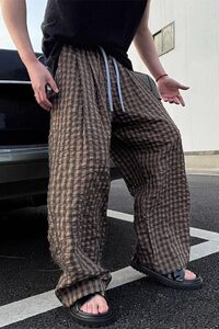 夏季2025新款男士百搭休闲裤韩版肌理感青少年潮流休闲直筒格图片
