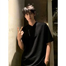 2026夏季新款V领270g华棉大码短袖T恤DT6263特P25建议零售价68，男装T恤，电商A001