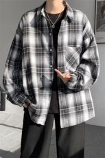 加绒衬衫男冬季新款港风宽松磨毛格子长袖衬衣JR06-特P35，男装衬衫，星座214-3