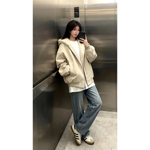 现货高品质美式高街冬季重磅座山雕大毛毛领pu皮棉衣男女加厚外套图片