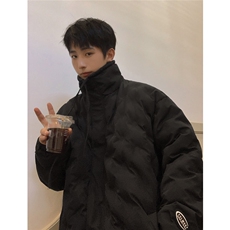 1定制面料棉衣港风半高领大码M-5XL情侣棉服外套男8707P125控168，男装棉衣，星座226-2