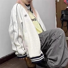 美式灰色立领拉链卫衣外套男女春秋季设计感宽松秋冬棒球服开衫，男装夹克，星座506A