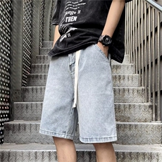 水洗牛仔短裤男夏潮牌炸街百搭外穿五分直筒休闲阔腿裤BM885P38，男装牛仔裤，星座1013-5