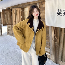 已出大货两面穿撞色皮毛一体2D001-6728-P215-K328，女装短外套，2D001