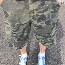夏季迷彩工装牛仔短裤美式高街宽松休闲青少年小众解构五分中裤，男装牛仔裤，星座506A