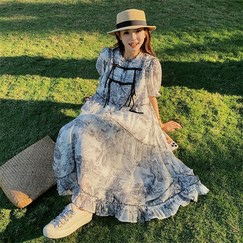 现货风水墨画连衣裙2C110-H1117-P125-K188,女装连衣裙,2C110