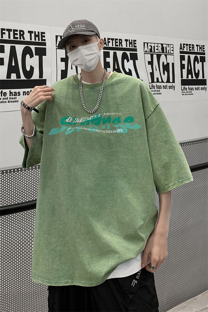 潮牌宽松短袖t恤蜡染美式复古高街水洗做旧517A-2-SX206-P38,男装T恤,星座517A-2