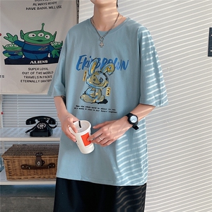 图案已注册 港风休闲潮大码情侣男女中性短袖T恤男DT7021P25控图片