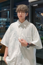 特批P25无差价夏季新中式冰丝垂感风设计感短袖衬衫男士CD2266，男装衬衫，电商A001-1