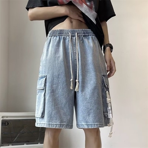 工装牛仔短裤男士夏季薄款潮牌休闲中裤男生宽松 P38图片