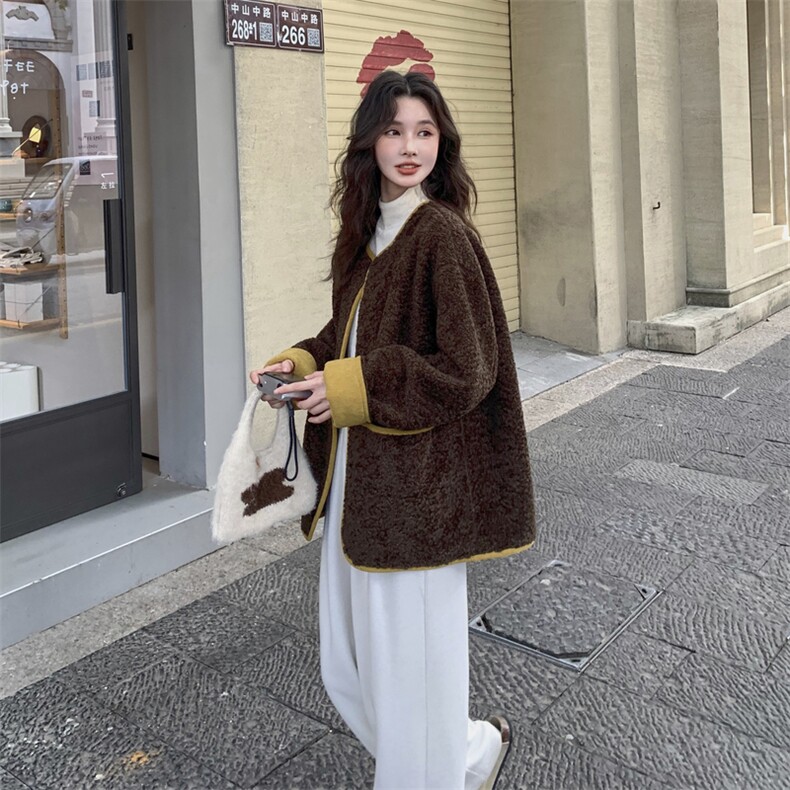 新款撞色包边皮毛一体2C110-H9797-P175-K258,女装皮草,2C110