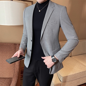 2021春新款西装 男士小格子西装西服西外套818-图片