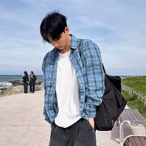 现货！！春装ins风宽松长袖衬衫男装休闲衬衣外套XZ716A-CS809P55图片