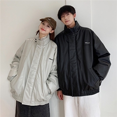 港风2025冬装宽松加厚pu皮棉衣外套潮男女大码冬季棉服S277-P128，男装皮衣，电商A233-1