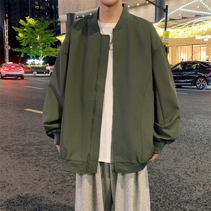 港风二开纯色上衣夹克宽松落肩棒球服冲锋衣外套 JK860 P65图片