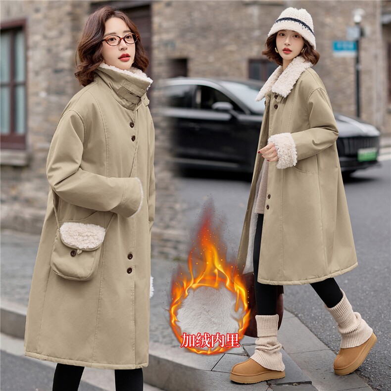 【2025冬季新款】大量现货时尚洋气长款加绒加厚派克服棉服，女装派克服，缘衣格