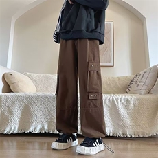 工装裤男女小众设计感美式抽绳束脚裤子hiphop高街直筒休闲长裤，男装休闲裤，星座601-2