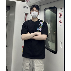 万针全刺绣解构设计260克重磅双纱纯棉高品质美式高街短袖T恤特39图片
