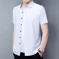 短袖衬衫男装2023夏季新款潮流衬衣中年男士纯色休闲外套男装上衣，男装衬衫，电商B212（原钱塘6029）