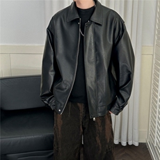 现货皮夹克外套男款潮牌宽松PU皮衣A351-AP2605-P105控168，男装夹克，电商A351