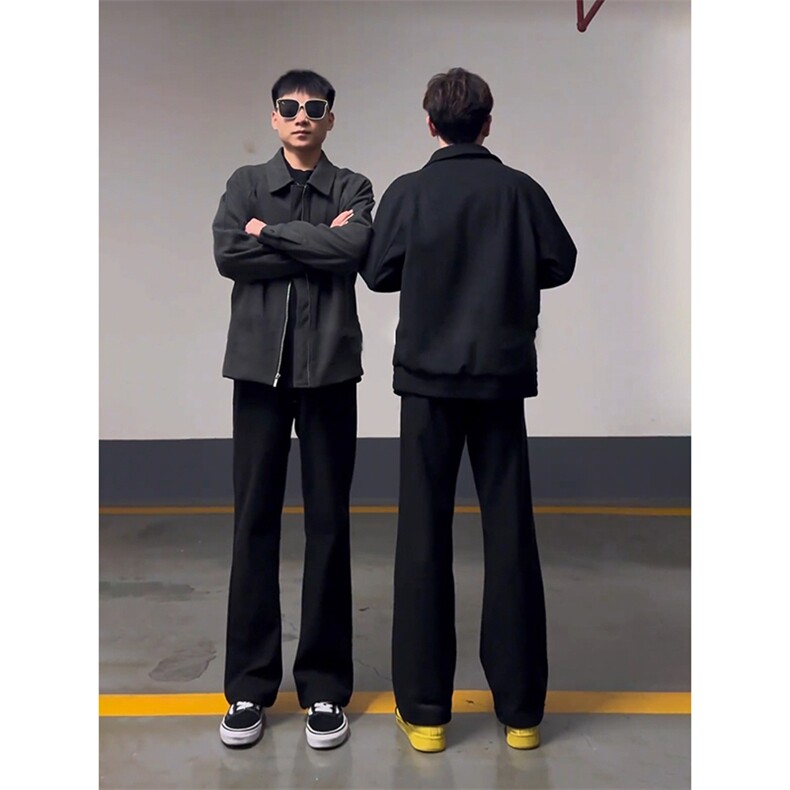 黑色弯刀西裤男士夏季垂坠感高级感穿搭裤子青少年窄版微喇休闲裤，男装西裤，星座506A