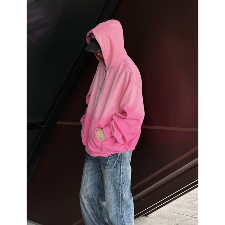 现货何秋亊同款渐变色卫衣设计感拉链连帽外套WY888-P65,女装短外套,星座1213