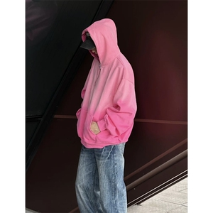 现货何秋亊同款渐变色卫衣设计感拉链连帽外套 WY888-P65图片