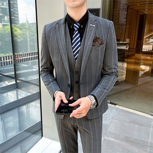 2025新款男士休闲西服套装深灰浅灰黑色西服2218-P220图片