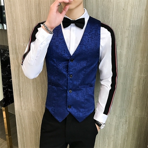 LP761-2021新款男修身短款马甲夜店酒吧潮男马甲外套P50图片