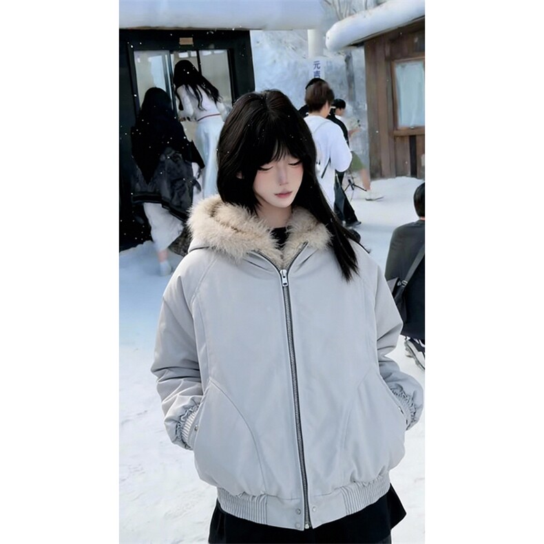 现货高品质美式高街冬季重磅硬挺短款座山雕毛领棉衣男女加厚外套，男装棉衣，电商A486-1