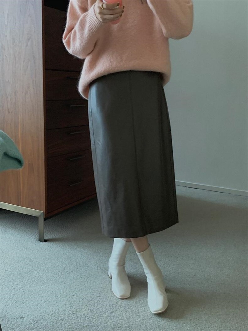[现货]冬季新款 PU直身半身裙，面料采用环保PU皮革，女装半身裙，炽元素